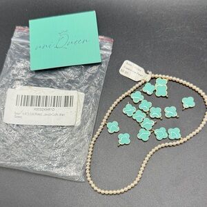 16 Mint Green Clover Charms with a Flux Pearl Strand DIY